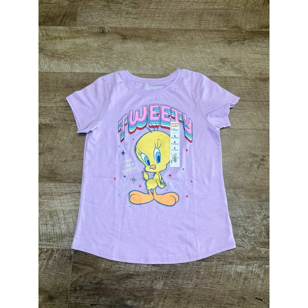 Jumping Beans Looney Tunes Tweety Bird Purple Graphic T-Shirt Girls Size 8 NWT